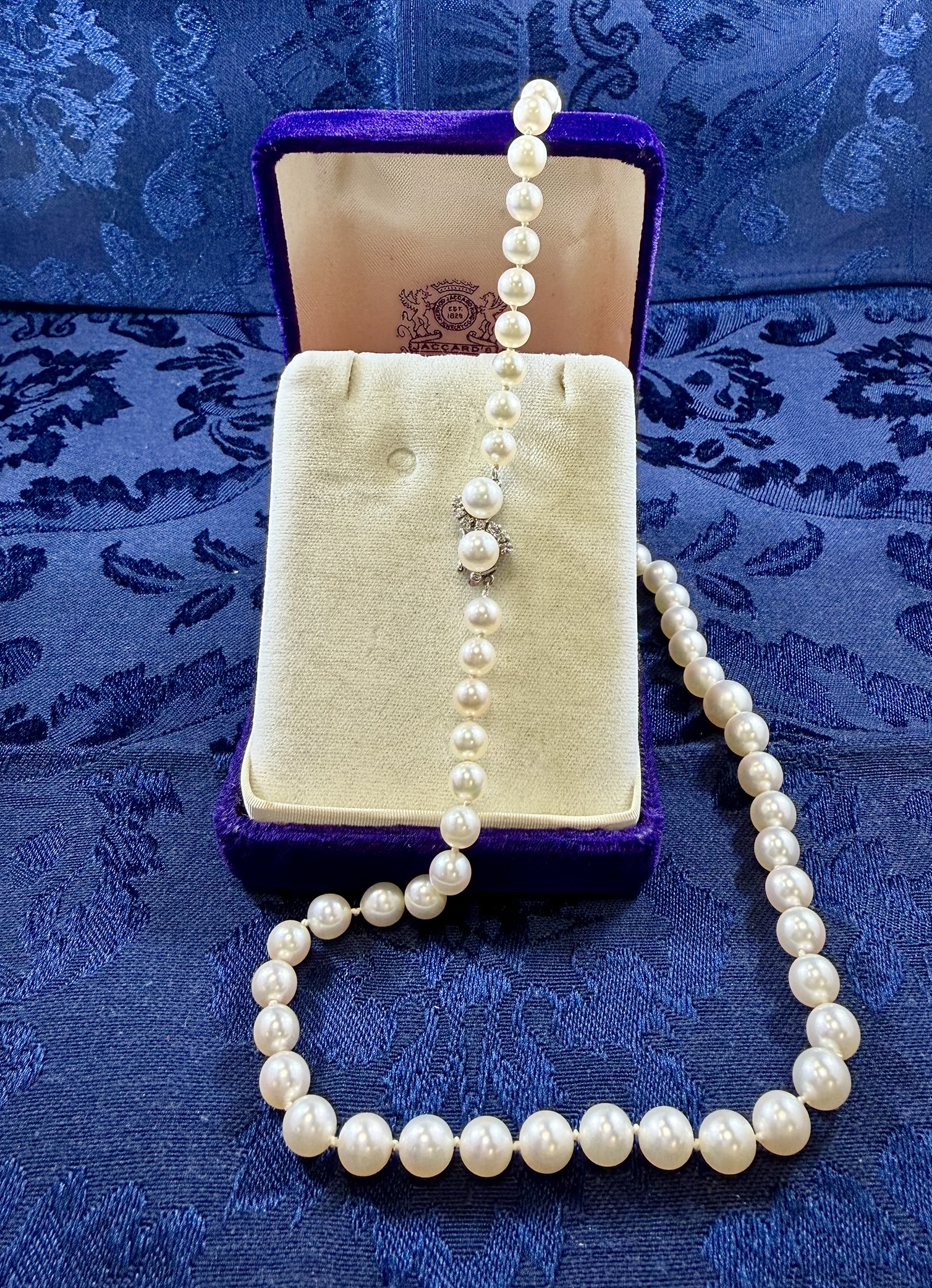 10K White Gold Clasp with Clear Stone and Pearl-Like Stones · Lot 1021