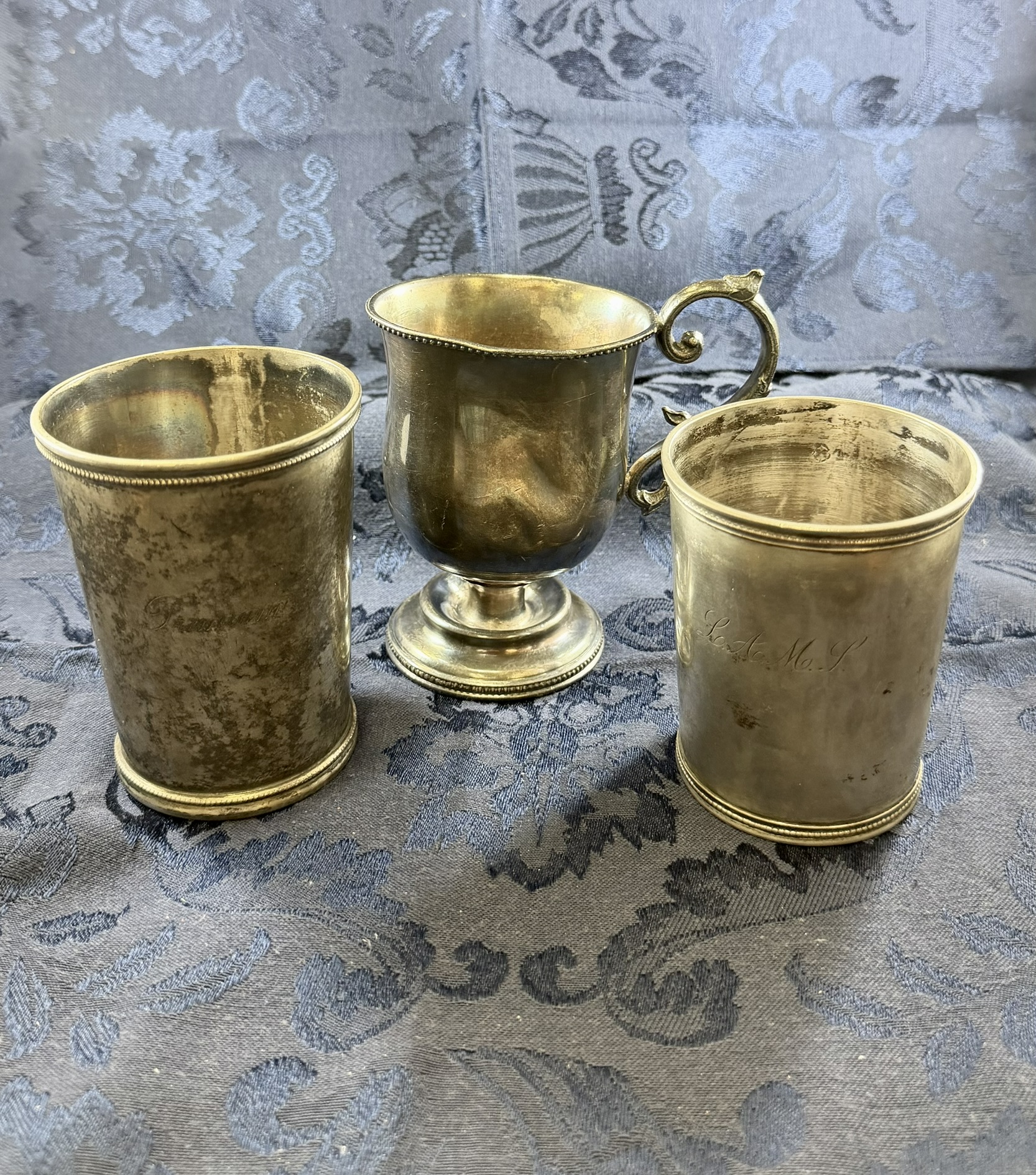 Silver Colored Cup Coin Silver E. Jaccard and Co. Cup Coin Silver Grimes & Venible Cup · Lot 207