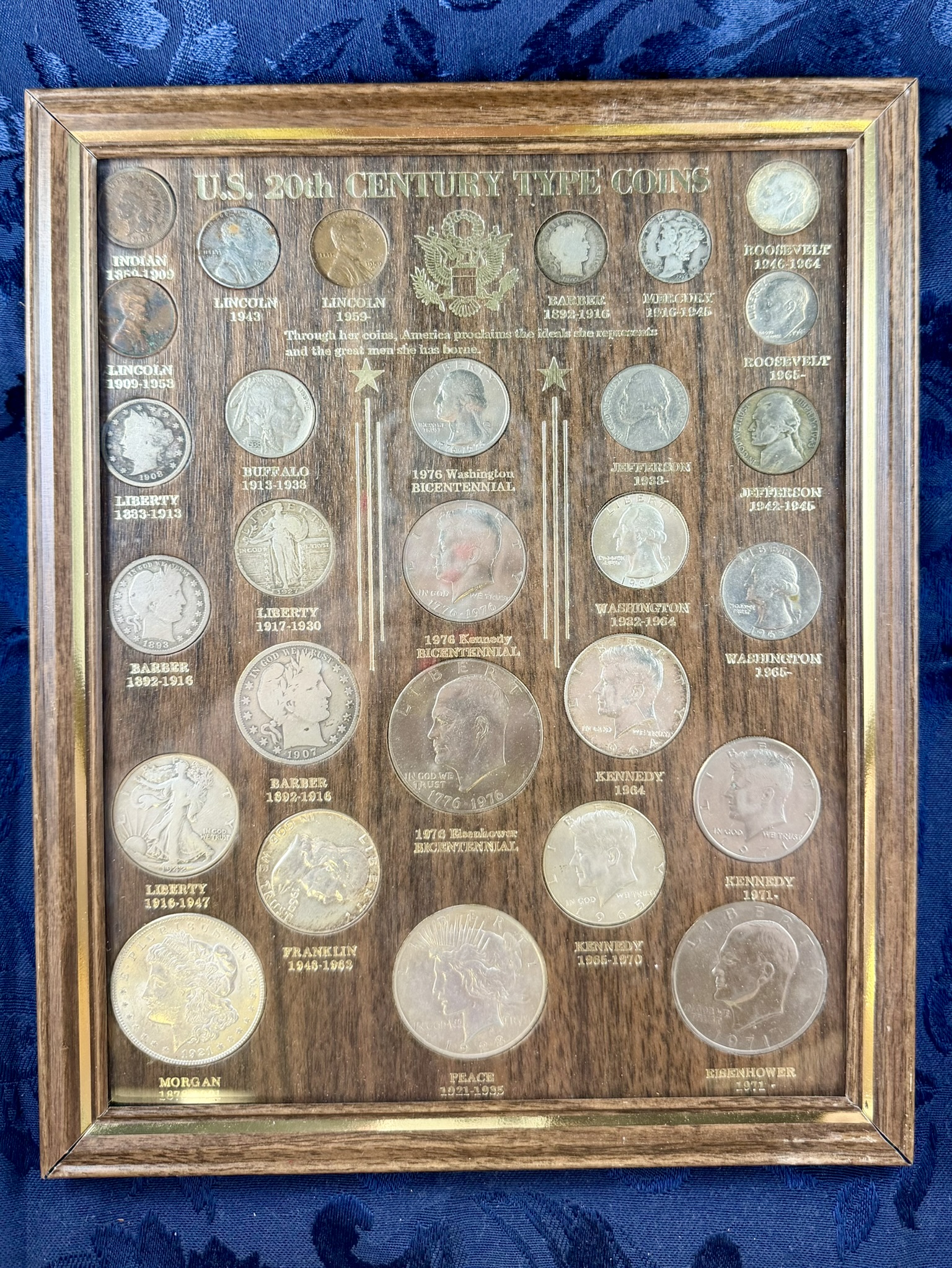 Framed US 20th Century Type Coins with (28) Various Coins · Lot 2432