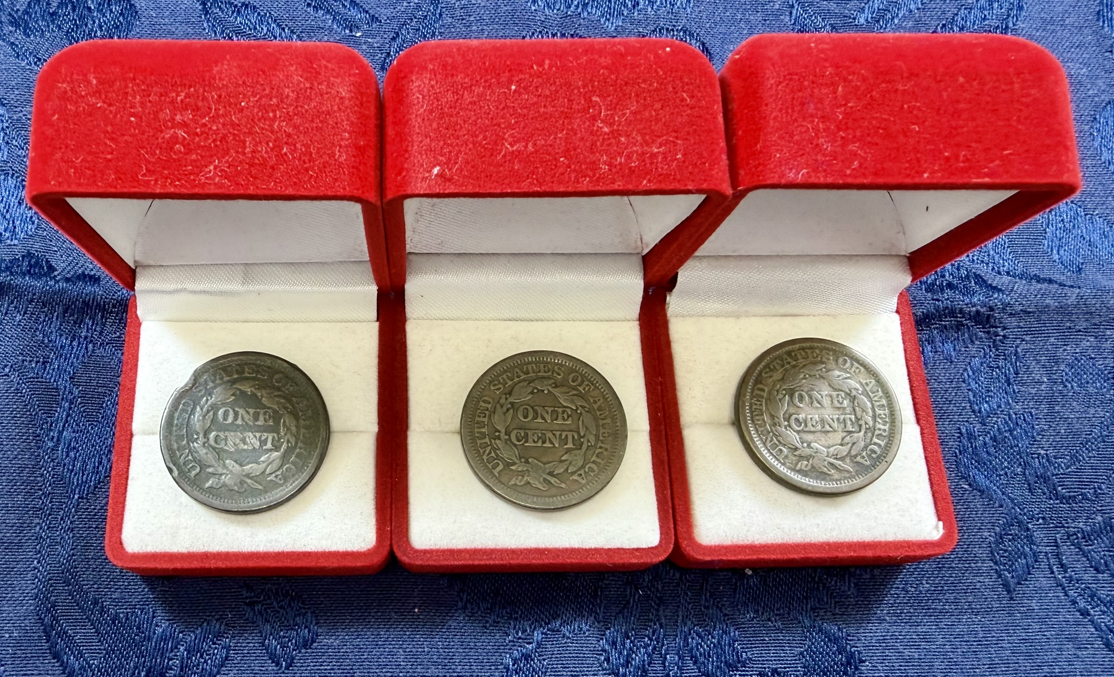 Braided Hair Large Cents: 1846 (2), 1845 · Lot 2600