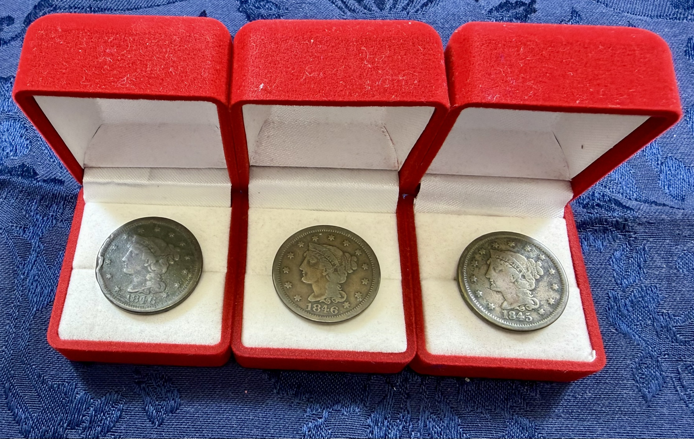 Braided Hair Large Cents: 1846 (2), 1845 · Lot 2600 photo 2