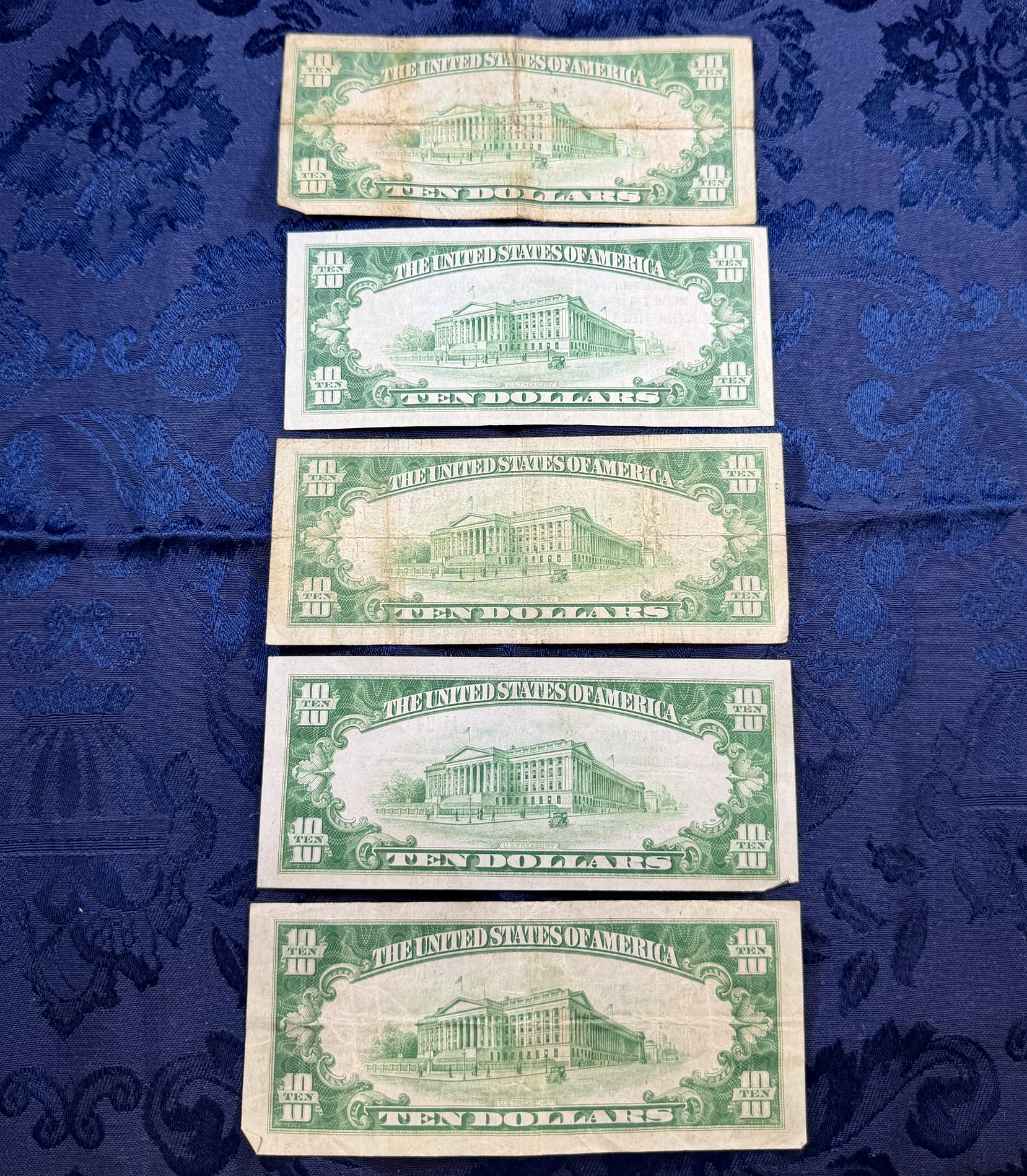 $10.00 National Currency Notes Series 1929: The Federal Reserve Bank of St. Louis, MO (2) The Boone County National Bank of Columbia, MO The First National Bank of Jefferson City, MO The Litchfield National Bank of Litchfield, IL · Lot 3564